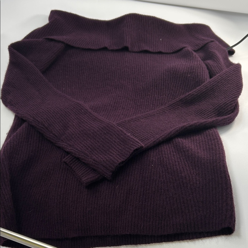 Bloomingdale's Off-the-Shoulder Plum Sweater cashmere - Picture 5 of 16